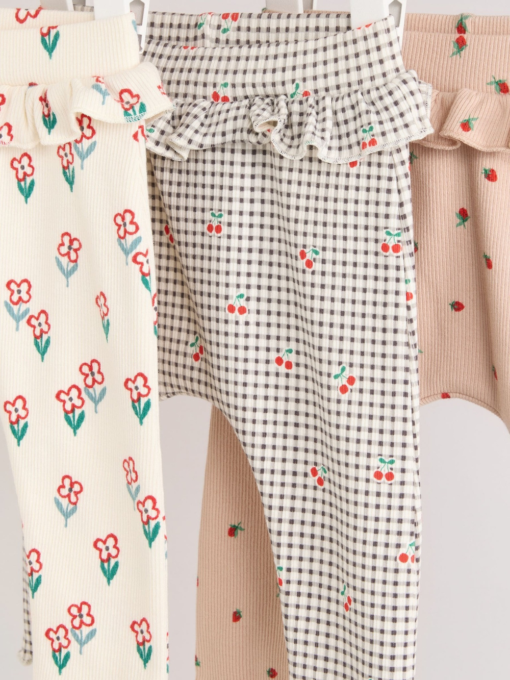 Легинсы для малышей Next E67-039, 3 шт., Молочный, Серый, Розовый