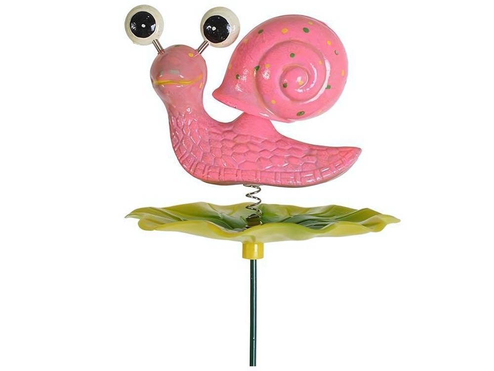 Штекер садовый Улитка на листе на пружине 10*10см