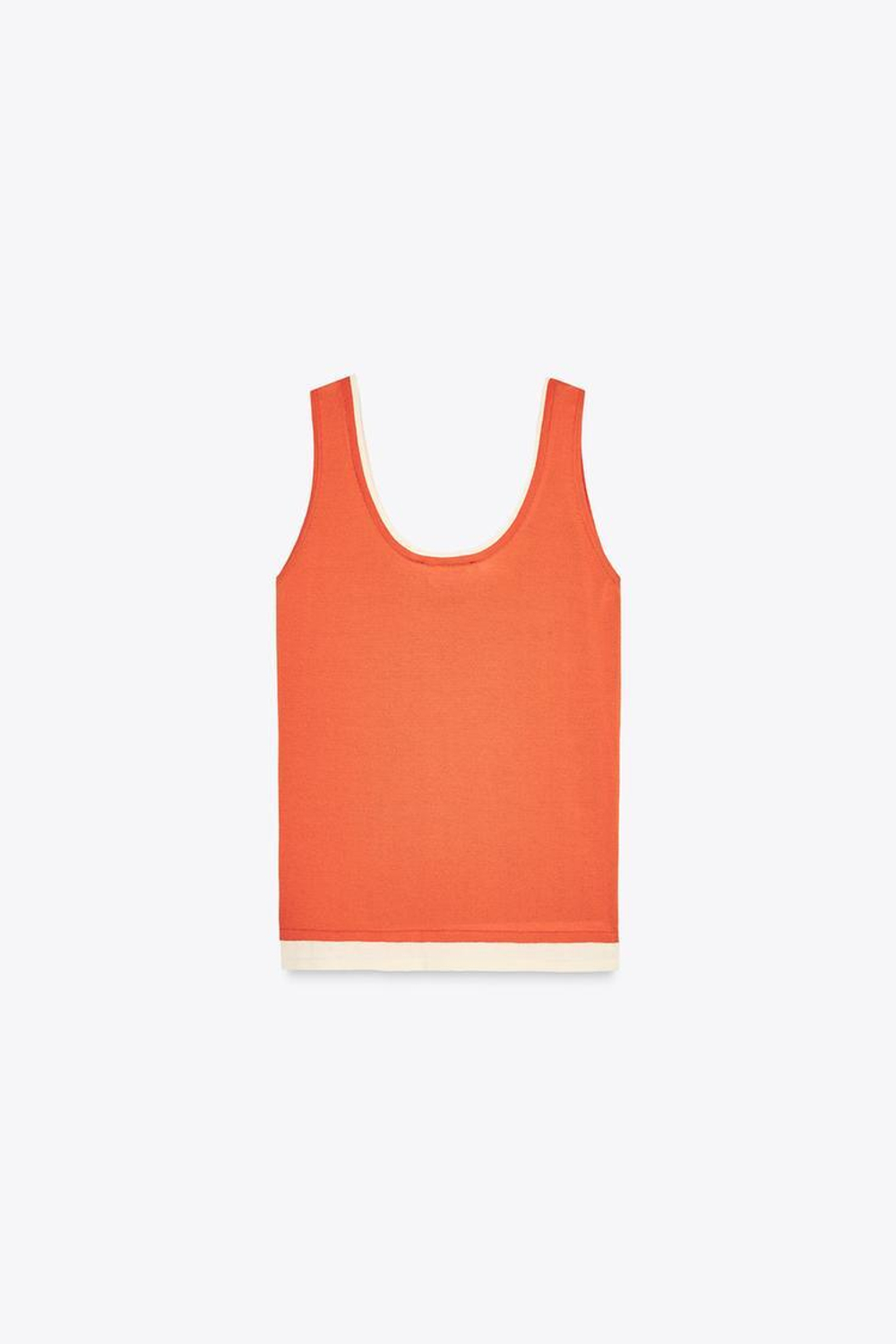 ZARA ДВУХСЛОЙНЫЙ ТРИКОТАЖНЫЙ ТОП, ОРАНЖЕВЫЙ