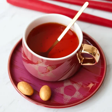 Чайная пара «Штрихи», 220 мл, цвет розовый