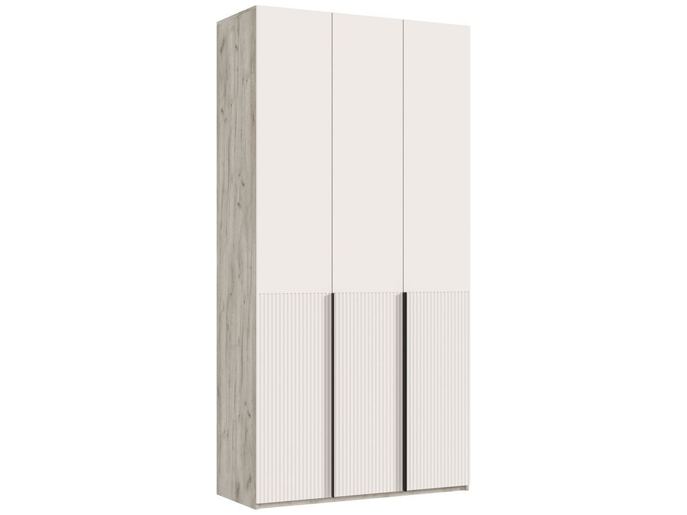 Шкаф для одежды распашной с полками и штангой 3 створки Браш Вайт/Дуб Крафт 120х 51х 240 см