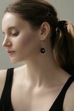 Серьги Маки черные с латунным конфетти