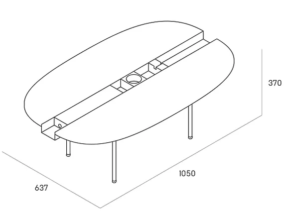 Журнальный столик Between L, 105х64х37 см, дуб/черный ясень