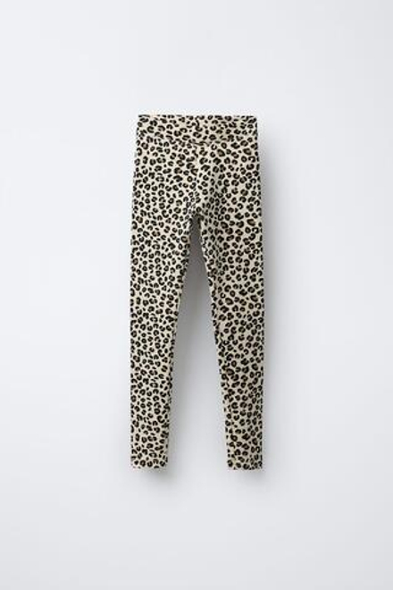 ZARA БАЗОВЫЕ ЛЕГИНСЫ С АНИМАЛИСТИЧЕСКИМ ПРИНТОМ, ЛЕОПАРДОВЫЙ