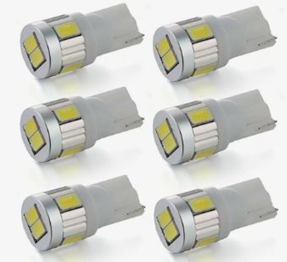 Светодиод 12V T10  6SMD 3570 WHITE CSP 5.5W 6000K (биполярные) (2шт) SUPER VISION Парус SP-04T10
