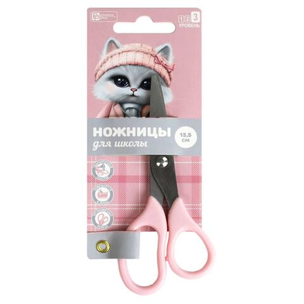 Ножницы детские Феникс+ "Кошечка в пальто" 13,5 cм, нерж.сталь