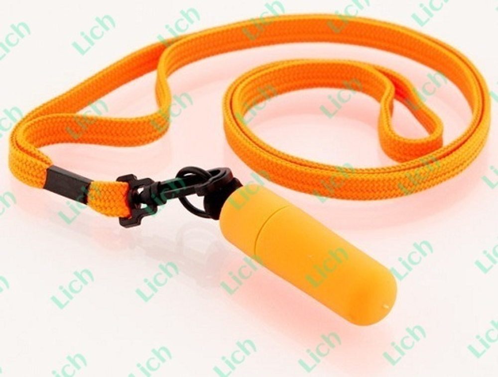 Оранжевая вибропулька с ремешком на шею, 6 см.