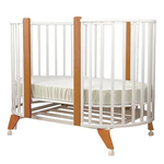 Кровать детская "София" NEW 6в1 круг-овал с универсальным маятником белый-натуральный