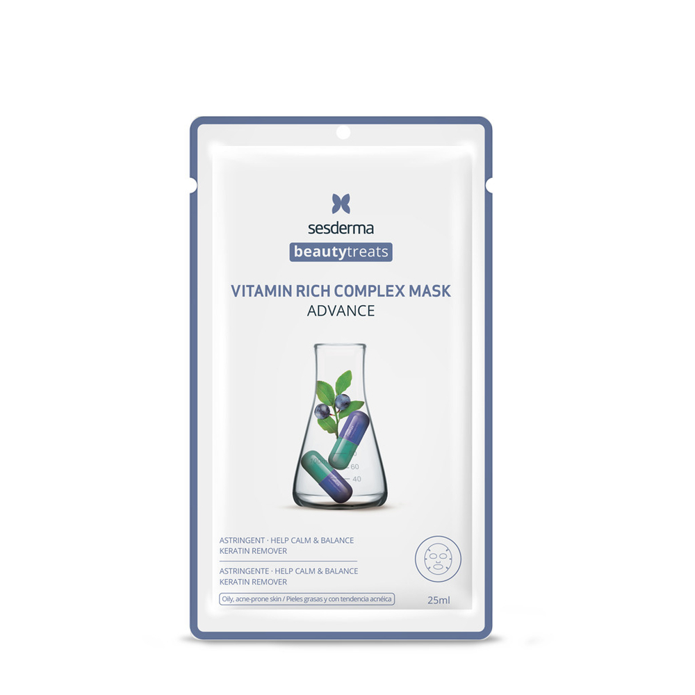 Sesderma BEAUTYTREATS Vitamin Rich Complex Mask - Увлажняющая тканевая маска для сияния кожи с экстрактом черники и ягод асаи