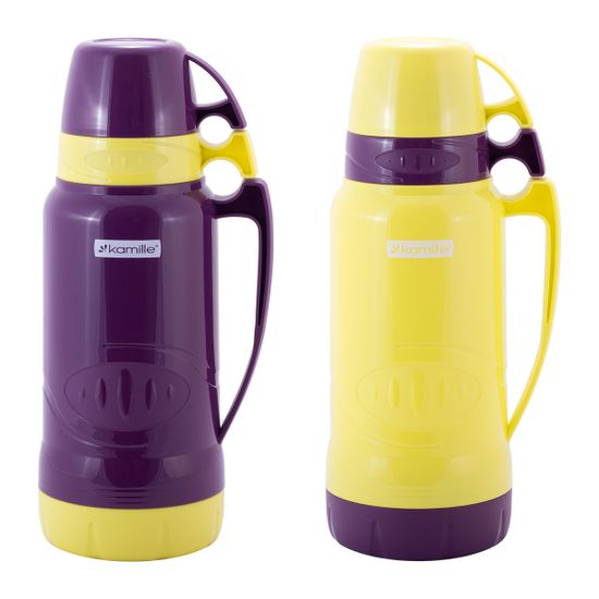 Термос 1,8 л. со стеклянной колбой Kamille KM 2032 пластиковый, 2 чашки