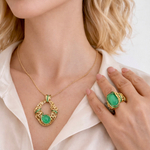 Кольцо с Хризопразом и Цаворитами, R0161-0/43