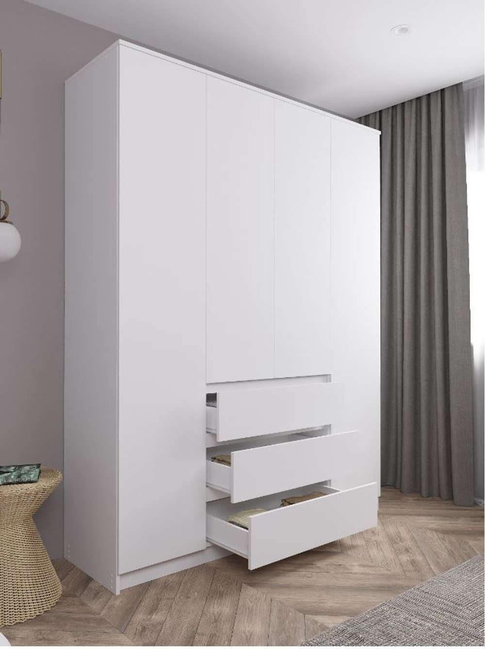 Шкаф МОРИ 1600.1 (ш1604*г478*в2100мм), ЛДСП белый