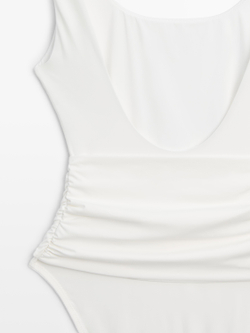 Massimo Dutti Купальник со стразами, белый