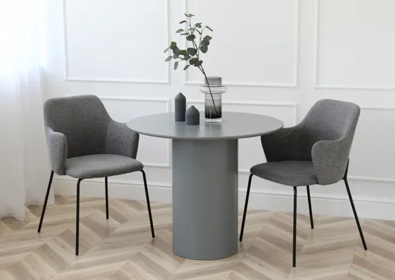 Стол обеденный Type D 90 см основание D 39 см (серый)