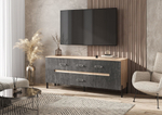 Тумба под телевизор напольная Металл сонома/Бетон графит 160х42х65