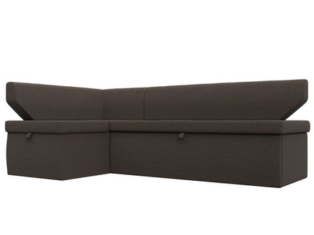 Диван кухонный угловой Омура левый угол, Амур 05 коричневый, Рогожка, 125896L