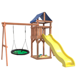 Детская площадка Сlassic с качелями гнездо Свиби в зеленом цвете IgroWoods для улицы и дачи