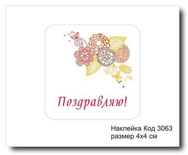 Наклейка код 3063 размер 4х4 см 