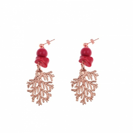 Серьги листья Ester Bijoux Кипарис OR1005-RG/R BR