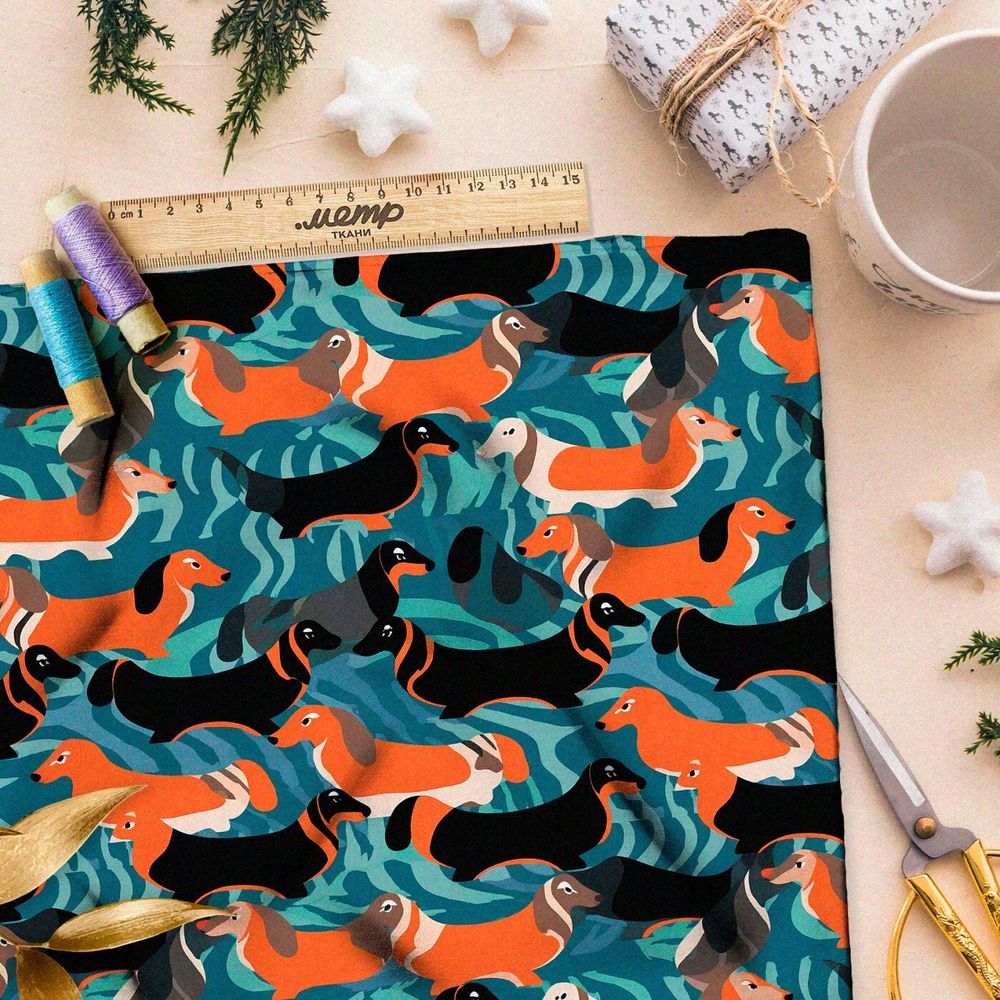 Ткань премиум дюспо абстрактные таксы