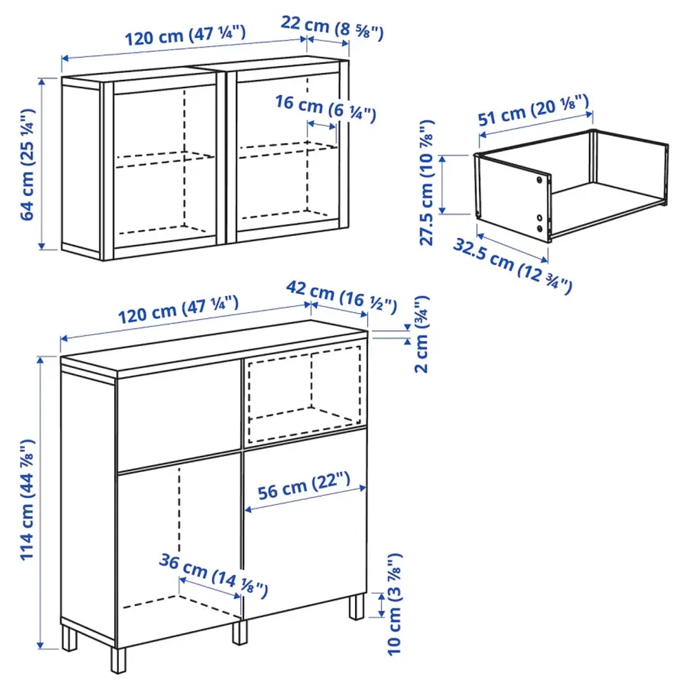 Комбинация для хранения - BESTÅ/ BESTА IKEA/ БЕСТА/БЕСТО ИКЕА, 240х120 см, белый/под беленый дуб