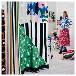 IKEA RAKLOSTA  (ИКЕА РАКЛОСТА)  -  Ткань с отделкой, синий/белый, 150x300 см