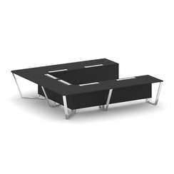 Steel Meet Стол переговорный П-образный MFK-PR.B.SP-11P Черный/МДФ Ультраматт Черный/Нержавеющая ста