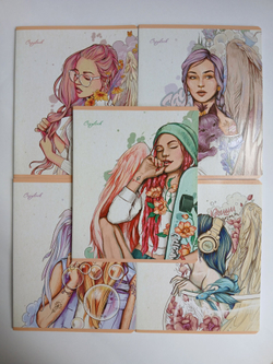 Тетради 48 листа А5+. "Ангелы", общая, клетка. Формат А5+ (163*203 мм). Арт.120018. С полями. Комплект 5 шт.