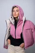 Капюшон-манишка Alexandra Talalay двухсторонняя AH002 бежевый-пурпурно-розовый