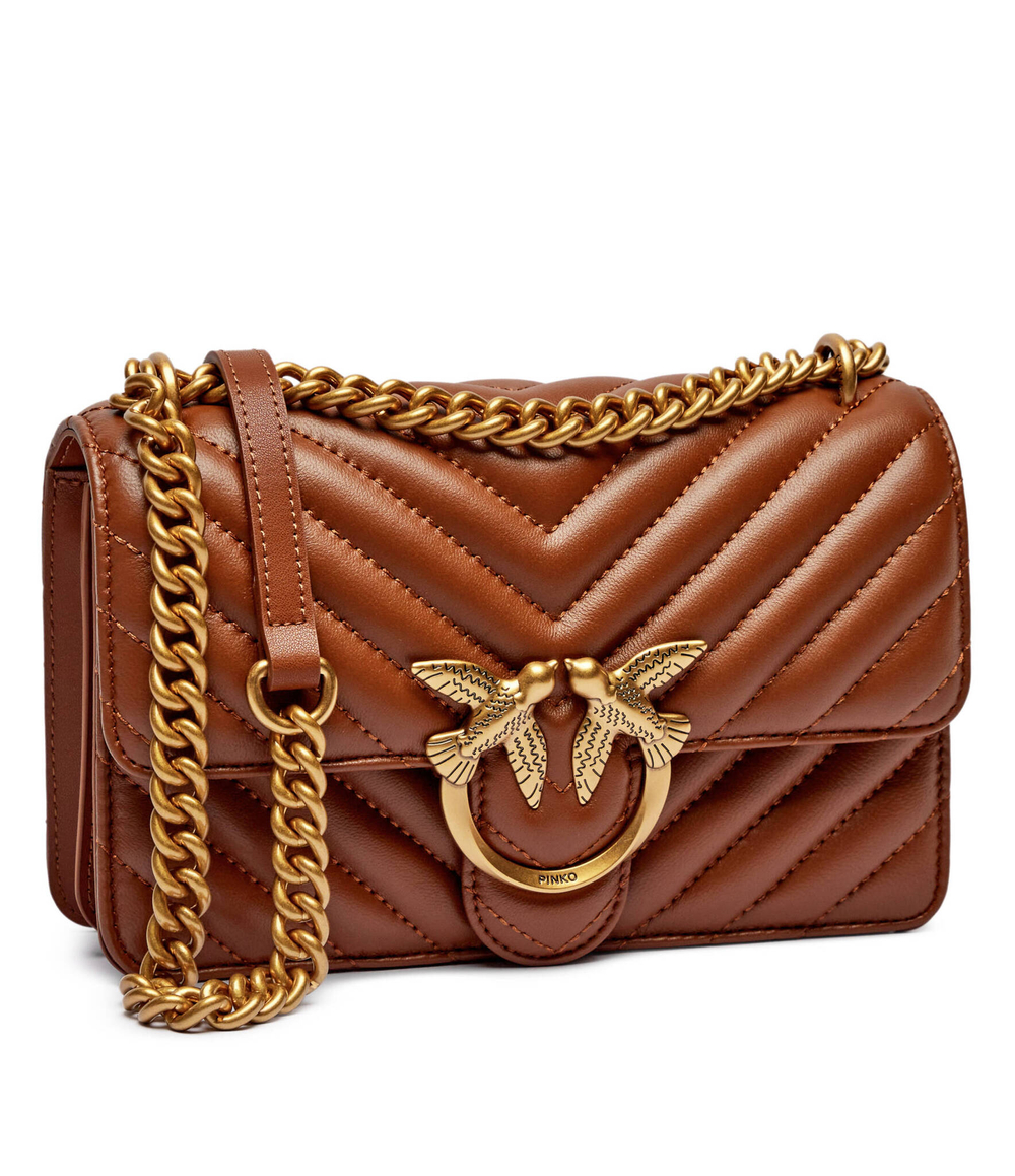 Кожаная сумка-мессенджер LOVE ONE MINI DC Pinko - коричневый(100074 A0GK)