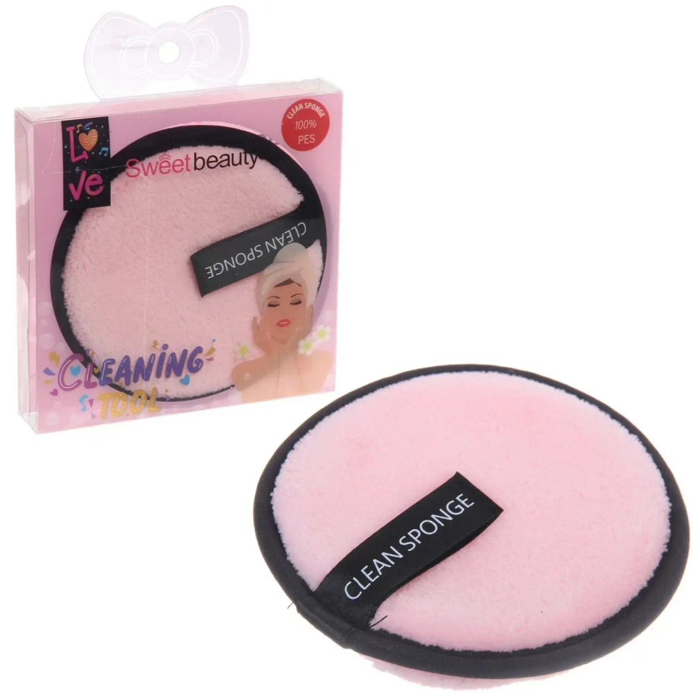 Спонж для снятия макияжа «PALVI», цвет розовый, d-10см