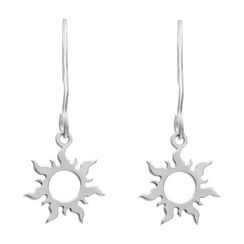 Солнце - ювелирные серьги из серебра 925 пробы