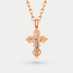 Крест женский православный из розового золота 585 пробы без вставок (арт. 10022600)