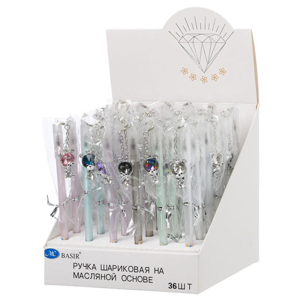 Ручка шариковая, масляная, Basir, синие чернила, серия "Мишка", с брелоком, 36 шт