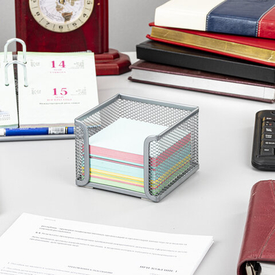 Подставка для бумажного блока BRAUBERG «Germanium» металлическая, 78*105*105 мм, серебристая, 3 штуки в комплекте.