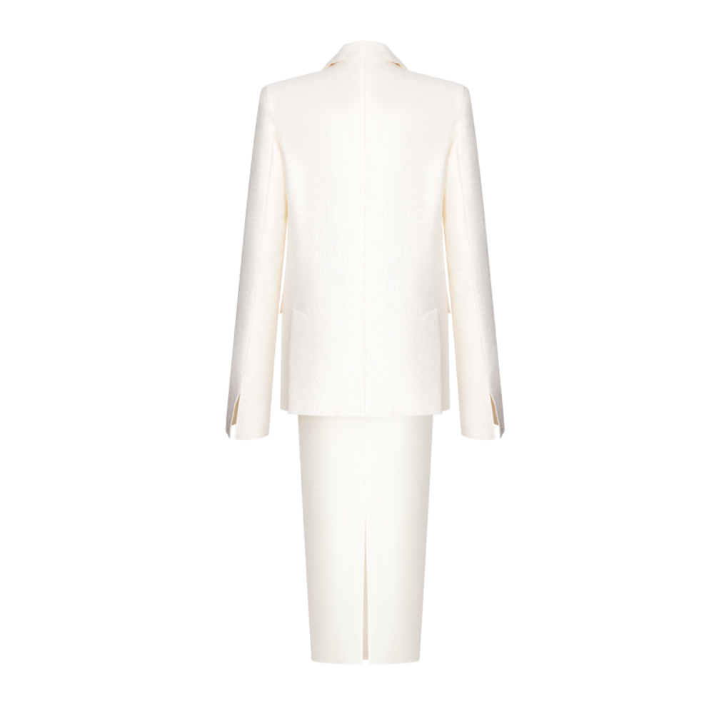 Жакет двубортный с отворотами из шелка