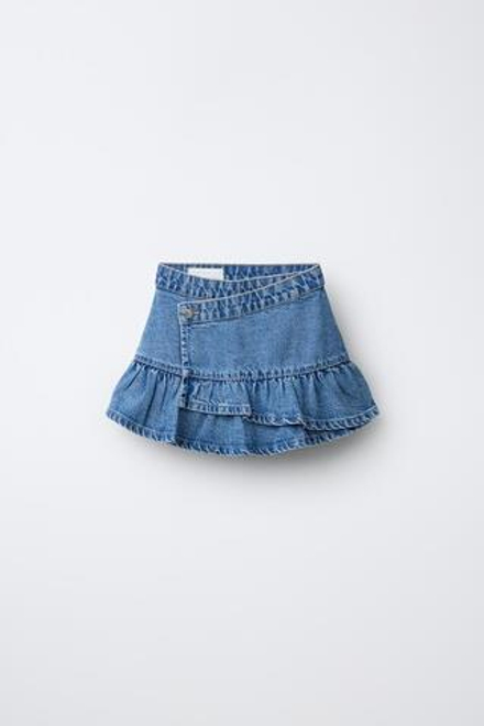 ZARA ДЖИНСОВАЯ ЮБКА НА ЗАПАХ, СИНИЙ