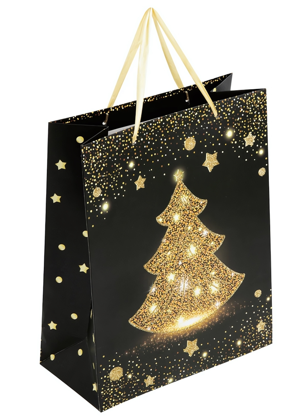 Пакет новогодний 26x13x32см. "Midnight Christmas Tree" глиттер (Золотая сказка)
