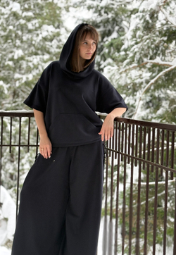 Худи с коротким рукавом синий / унисекс / петля