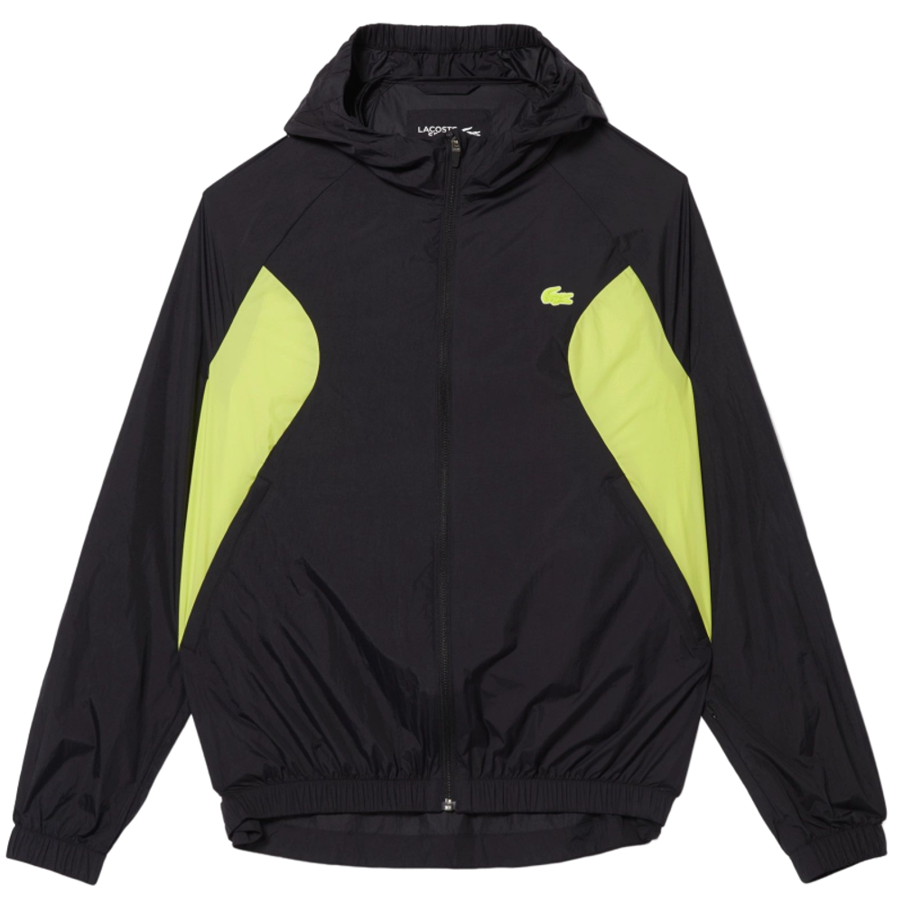 Куртка теннисная Lacoste Sport Collapsible Windbreaker - black/yellow