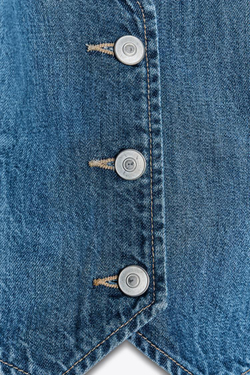 ZARA ДЖИНСОВЫЙ ТОП С ОТКРЫТОЙ СПИНОЙ TRF, СИНИЙ