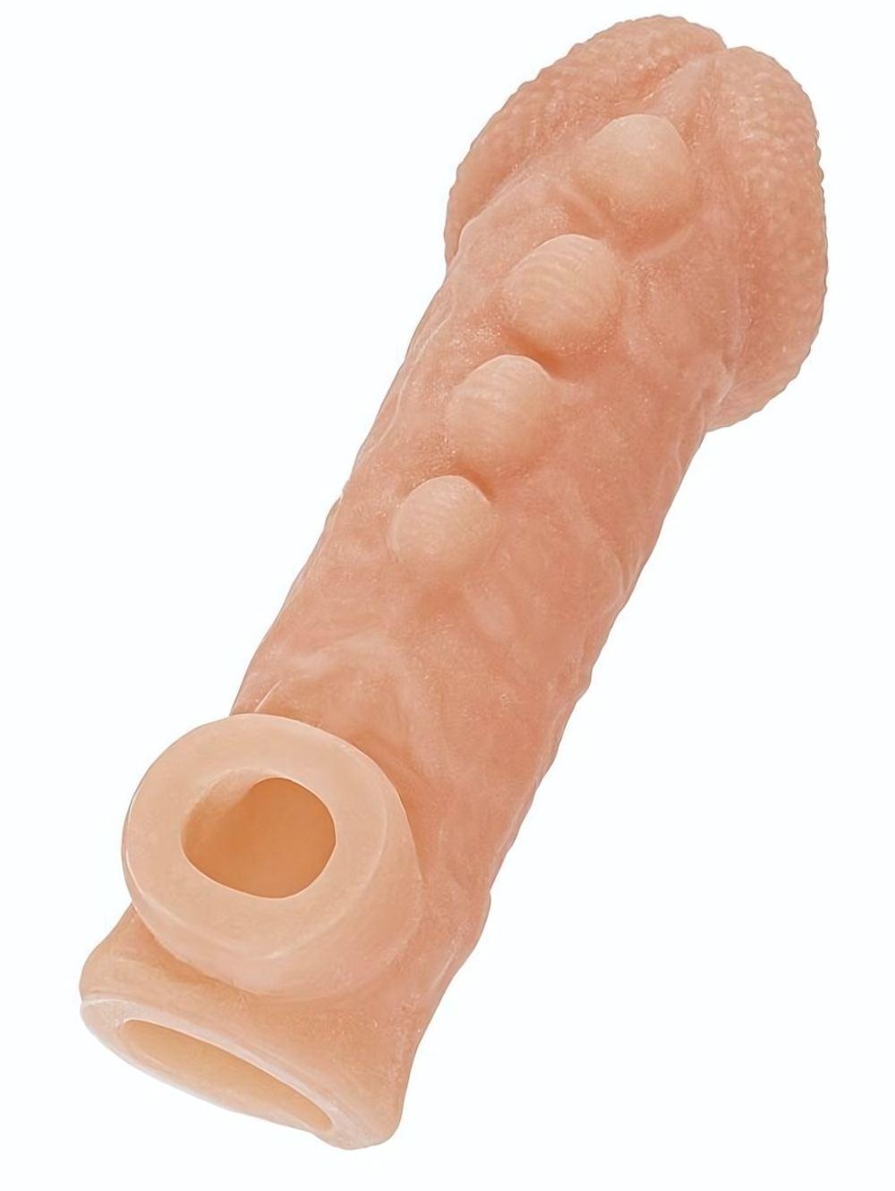 Телесная закрытая насадка с шишечками Cock Sleeve 008 Size L - 17,6 см. (Цвет: телесный)