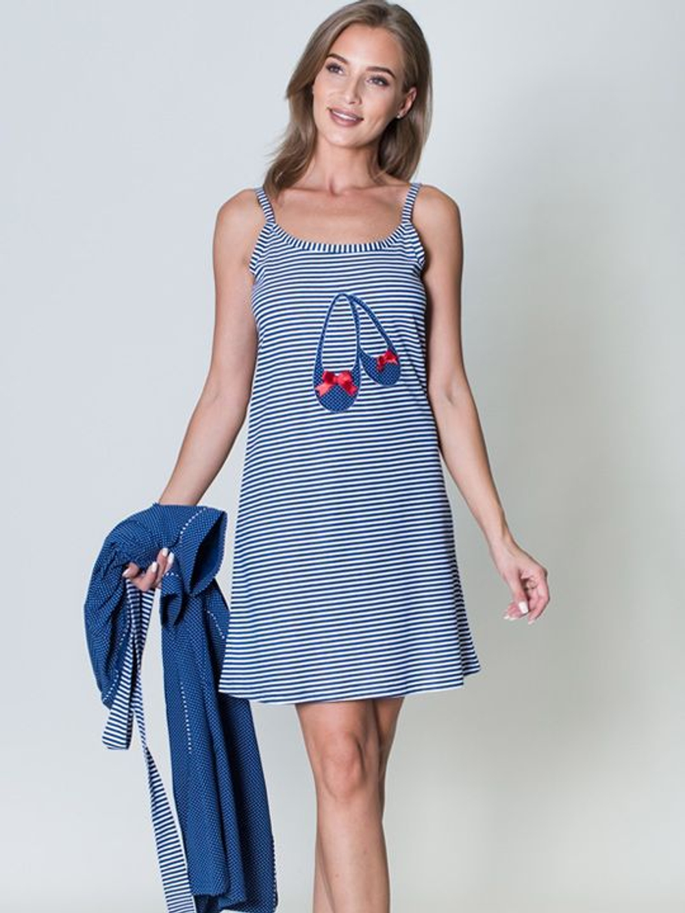 Домашний комплект: туника и халатик (Размер: L) (Цвет: темно-синий)