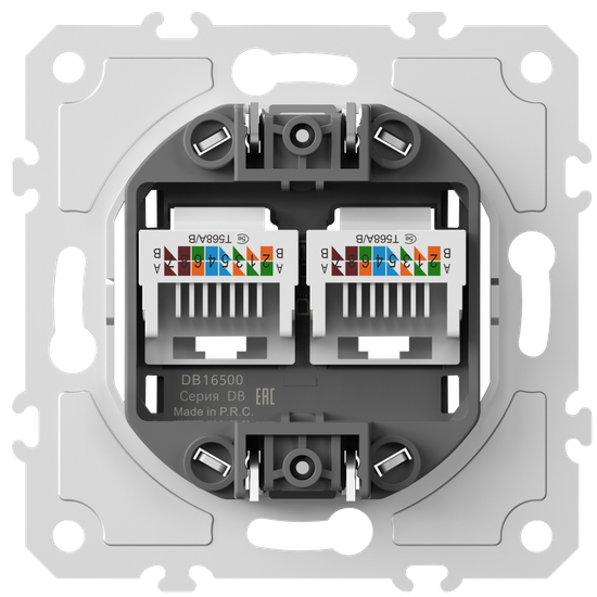 Механизм розетки RJ45 + RJ45 (двойная) cat.5/ClassE-8/8,  серия DB
