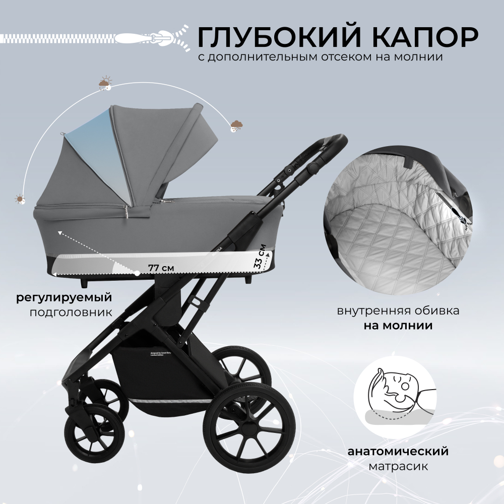 Коляска 2в1 Sweet Baby Nuvola Slate Grey (Air)