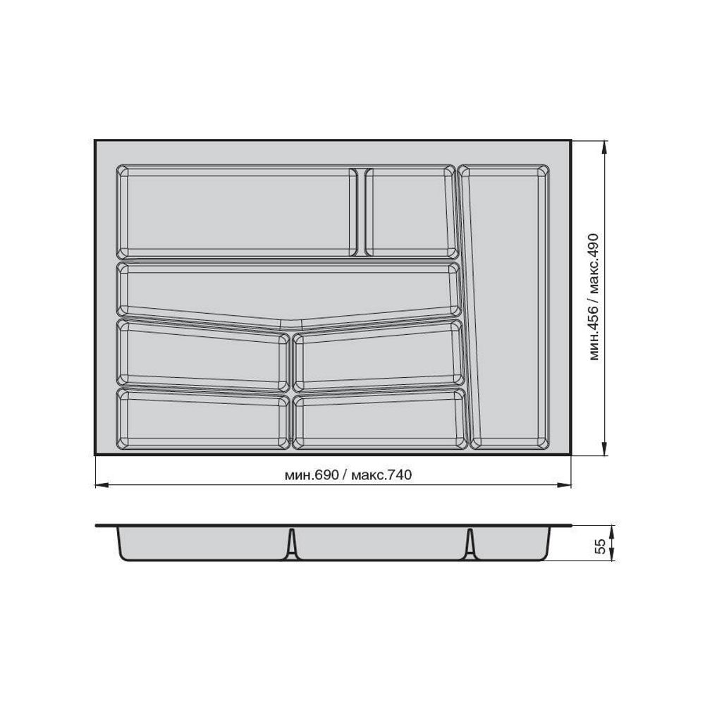Ёмкость в базу 800 для столовых приборов, цвет белый матовый / глубина 500