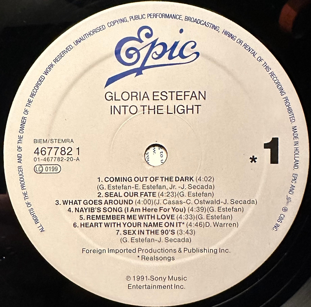 Gloria Estefan - Into The Light (Голландия 1991г.)