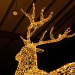 Светодиодный олень "Рождественский" (золотой) высота 5 м
