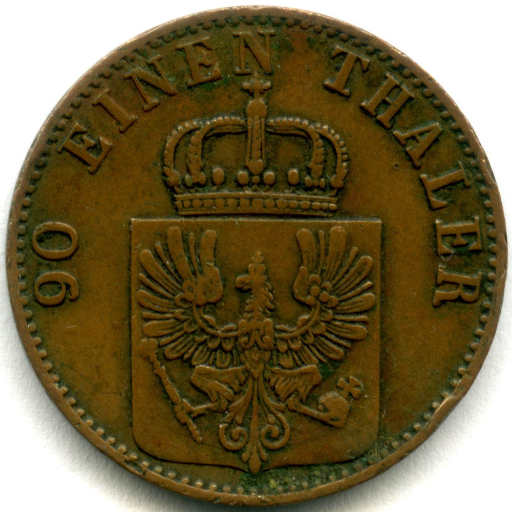 4 пфеннига (1/90 талера) 1865 А Германия-Пруссия VF-