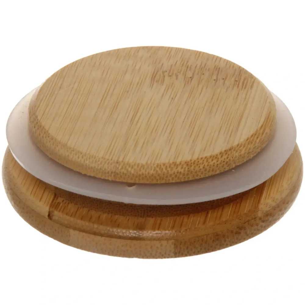 Банка для продуктов стеклянная 250мл «Хай-Тек» с бамбуковой крышкой 6,5*10см